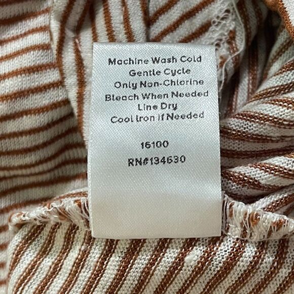 Evereve | Brown and Cream Striped Sleeveless Tie-Front Top | Small - Picture 9 of 10